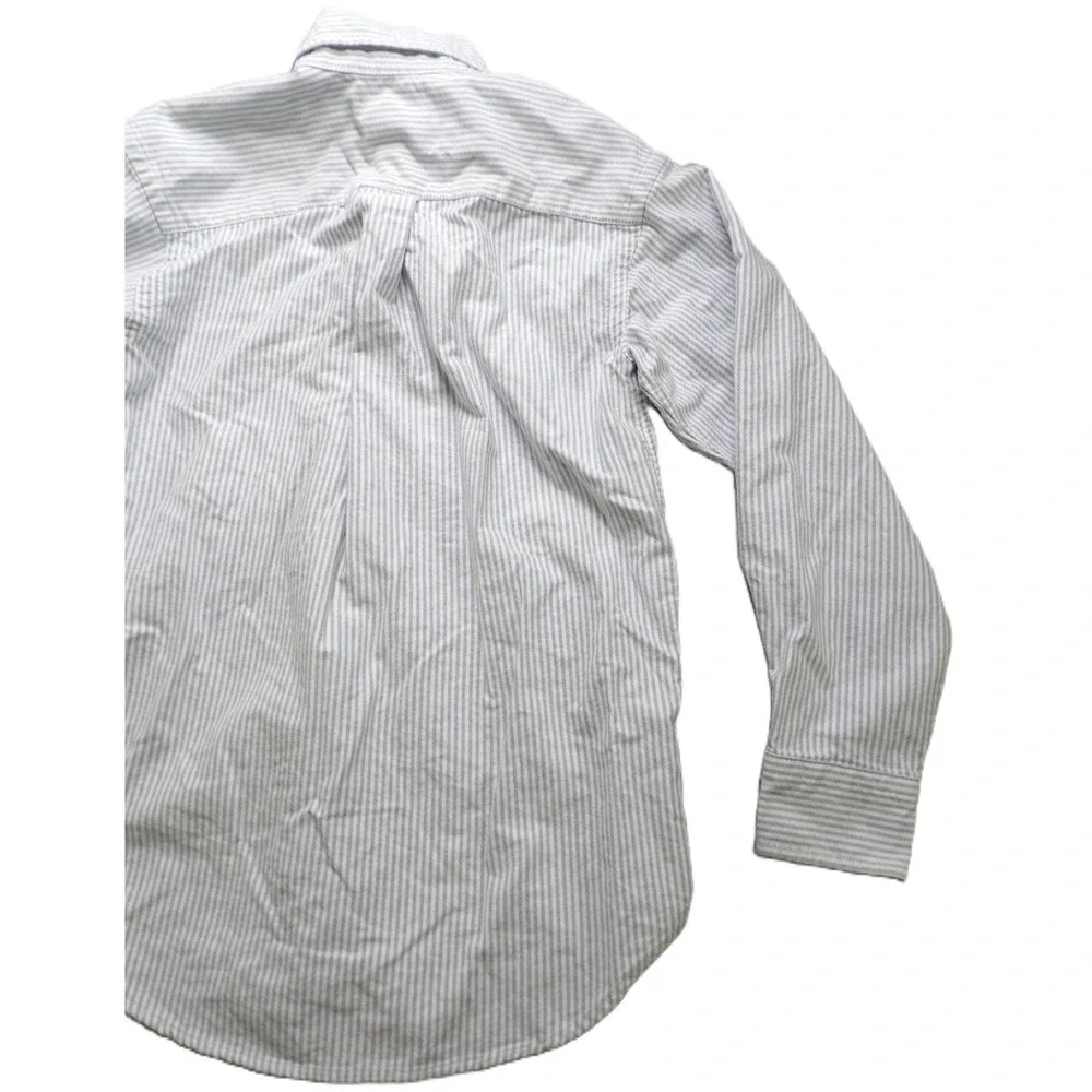 Ralph Lauren Boys Stripe Oxford Shirt Cotton Button Down 8 Light Blue White Pony